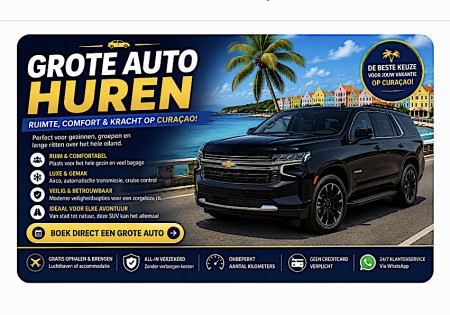 Grote auto huren op Curaçao